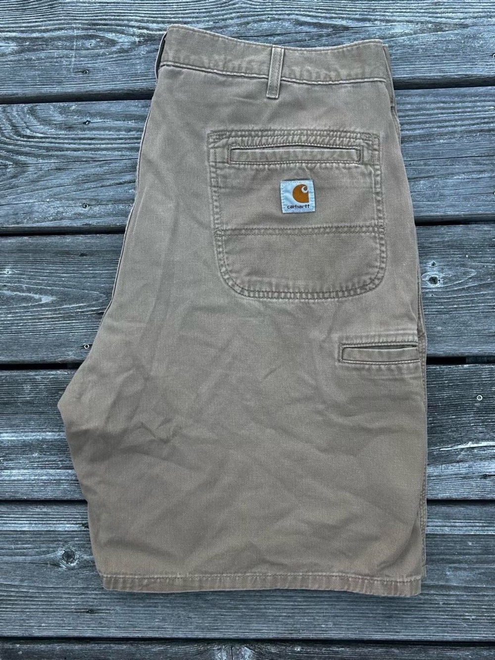 Carhartt Tan Work Shorts with Back Pocket Logo